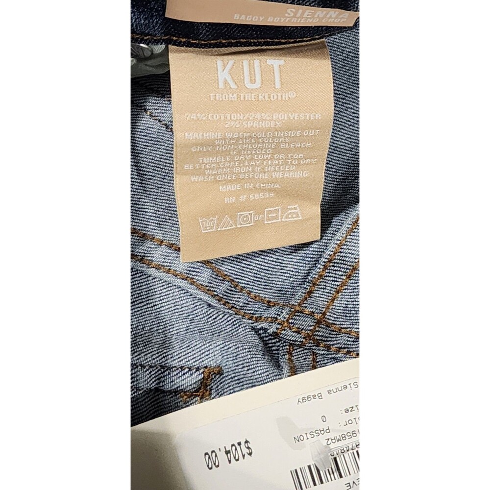 Nwt KUT FROM THE KLOTH Sienna Baggy Boyfriend Crop Jeans In Passion NEW Size 0 - Picture 11 of 16